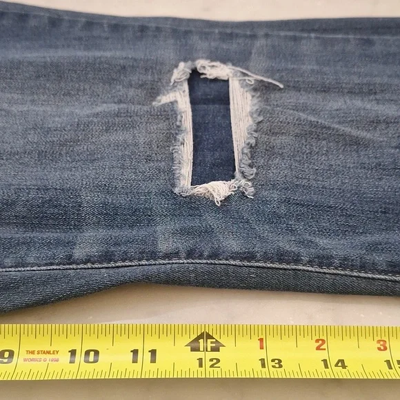 Judy Blue Dark Wash Distressed Bootcut Fit Midrise Jeans Sz 14W Flare Stretch - Picture 6 of 9